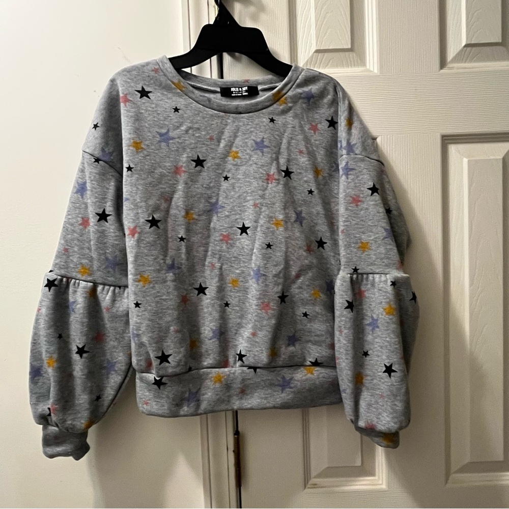 Jolie & Joy Star Patterned Gray Sweater